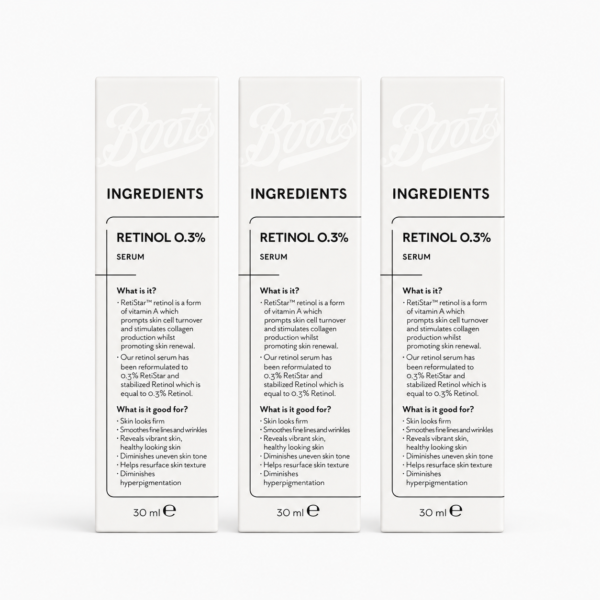 Boots Ingredients Retinol 0.3% Serum – Anti-Aging & Skin Renewal Serum (30ml)