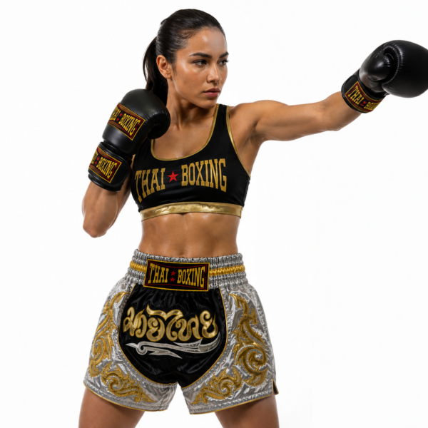 Silver & Black Muay Thai Shorts