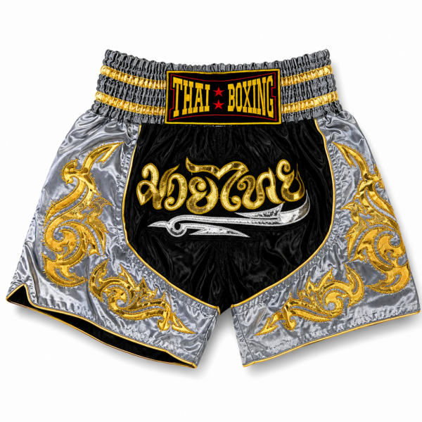 Silver & Black Muay Thai Shorts